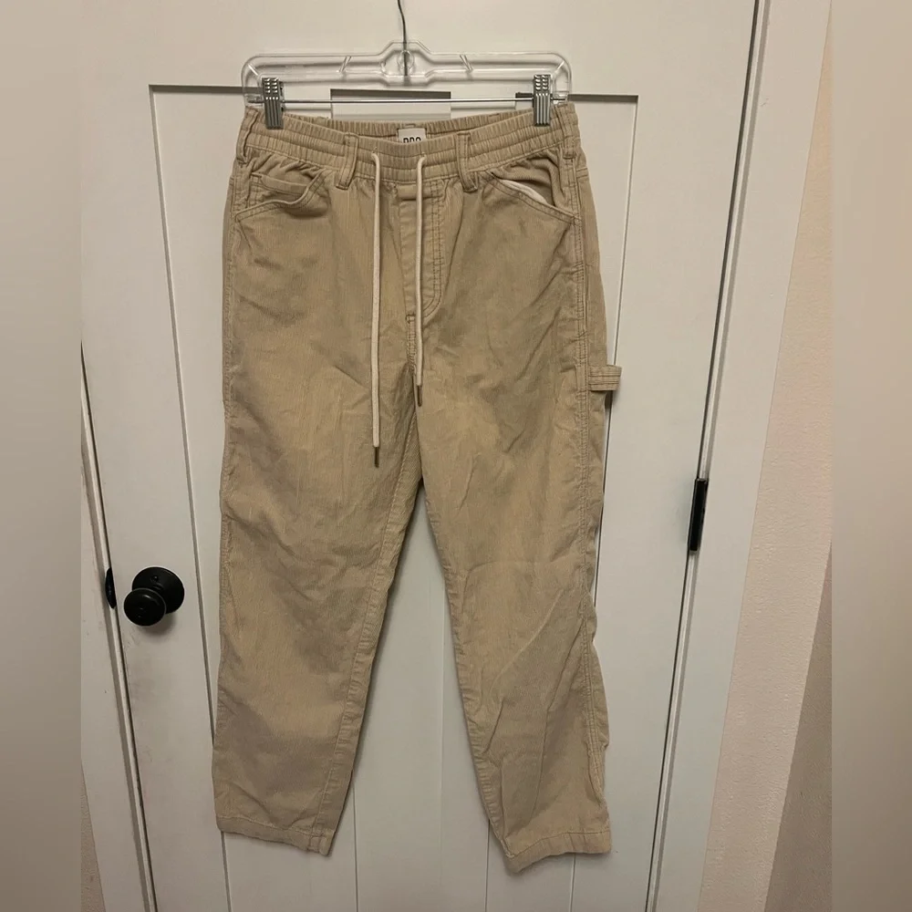 BDG Tan Corduroy Pull On Pants Drawstring Carpenter Pockets Size Small S
